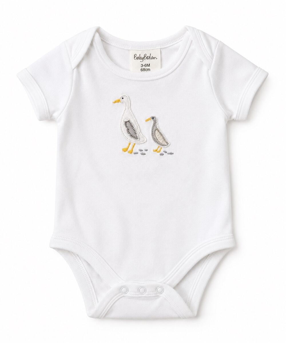 Baby Boden White Goose Bodysuit - Soft 100% Cotton 3-6M